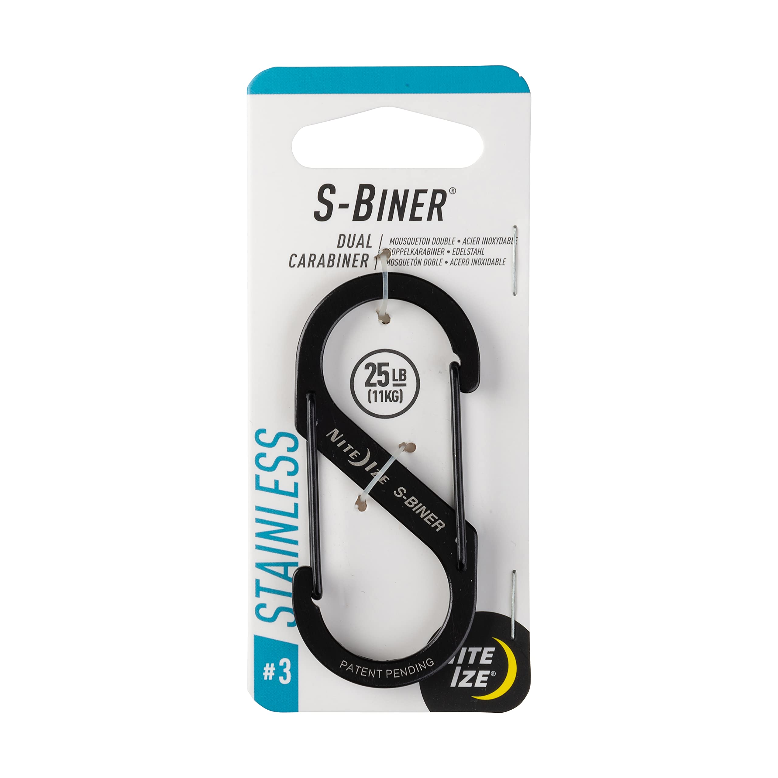 Nite Ize Men's S-Biner Dual Stainless Steel Carabiner, Black, Size 3