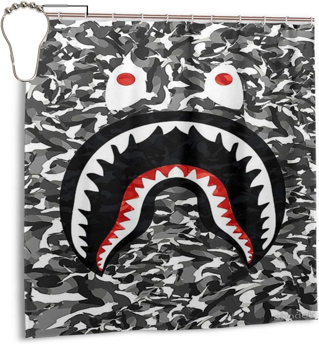DCD-FANS Su-preme Ba-pe Shark Shower Curtain with Hooks Waterproof Bathroom Curtains 72 X 72 Inch