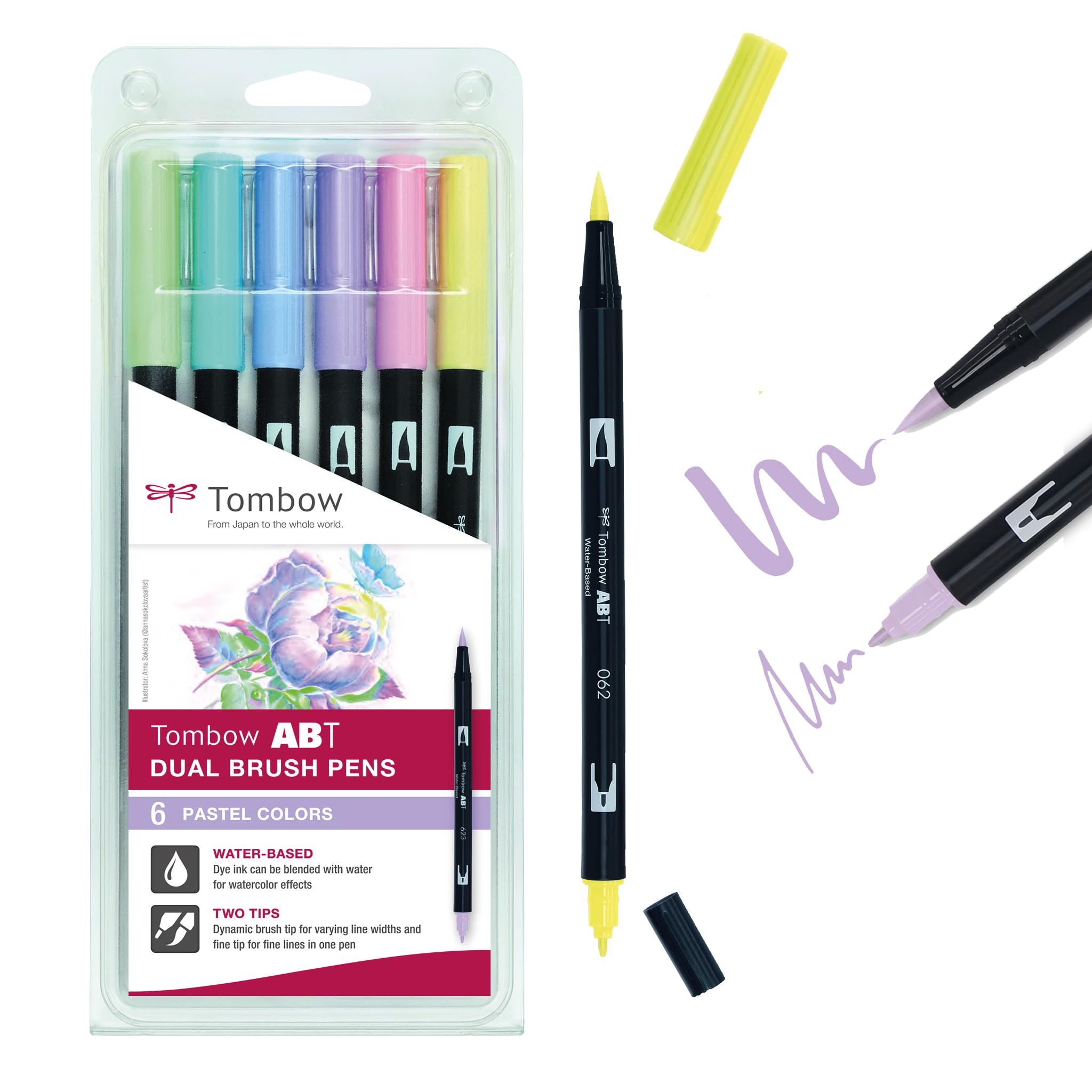 Tombow ABT Dual Brush Pen - Pastel (Pack of 6)