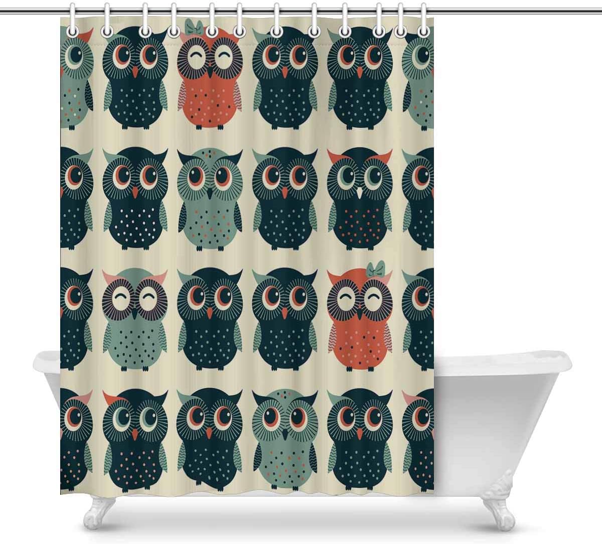 Amazon Com Interestprint Novelty Shower Curtain Bathroom Sets Cute Colorful Owls Funny Fabric Home Bath Decor 84 X 69 Inches Home Kitchen