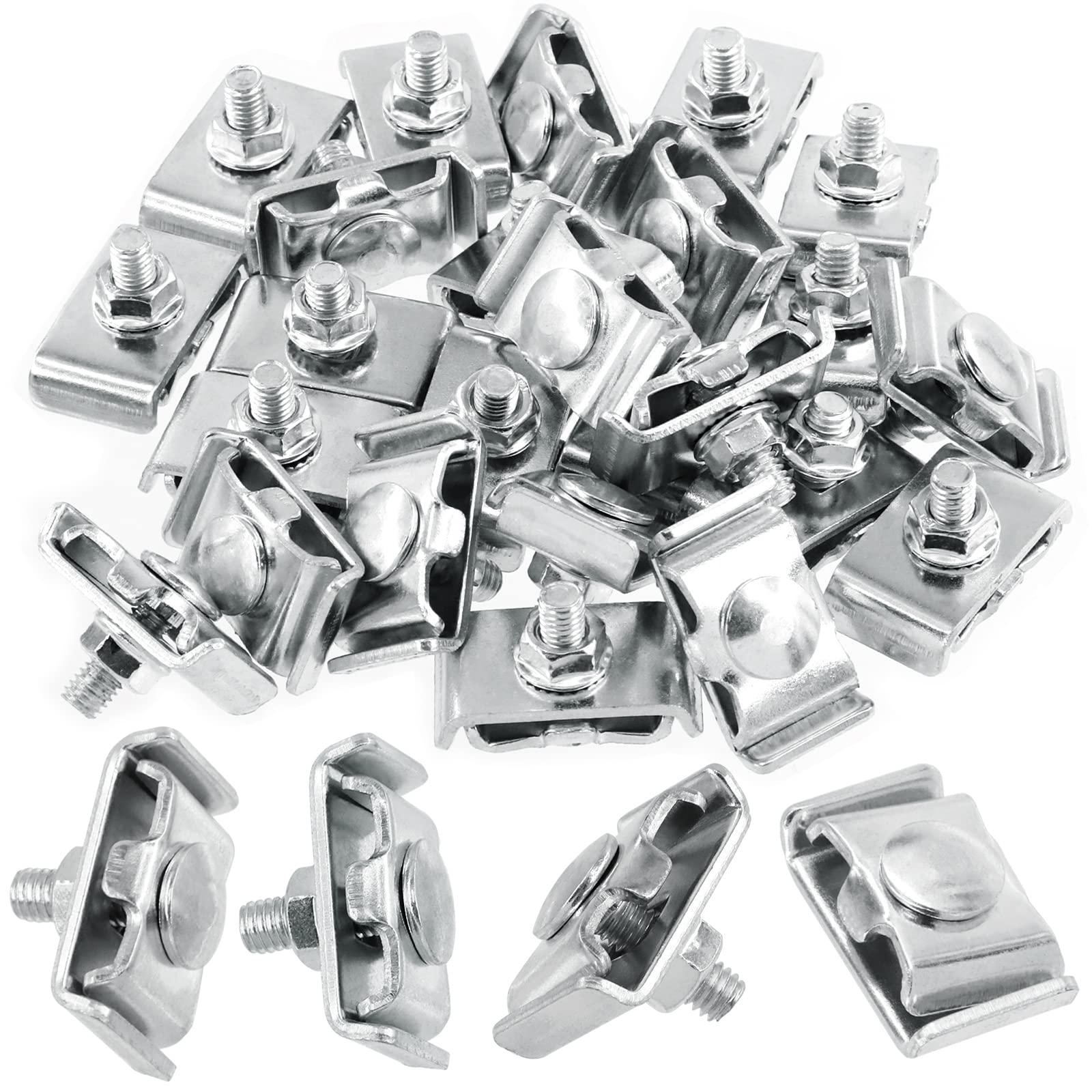 Wokape 30 Sets Grid Wall Joining Clips Connectors Stainless Steel Grid Connectors for Grid Panel (Silver)