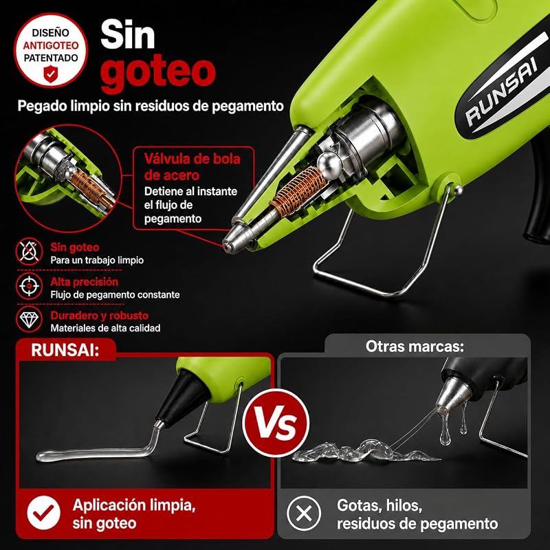 ® Pistola de silicone quente anti-gotejamento com 30 sticks de cola 7mm-30W