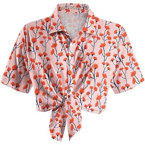 ORIONRIDE Women Print Zipper Pockets Ultra Lightweight Short Sleeves Women's Gravel Shirt