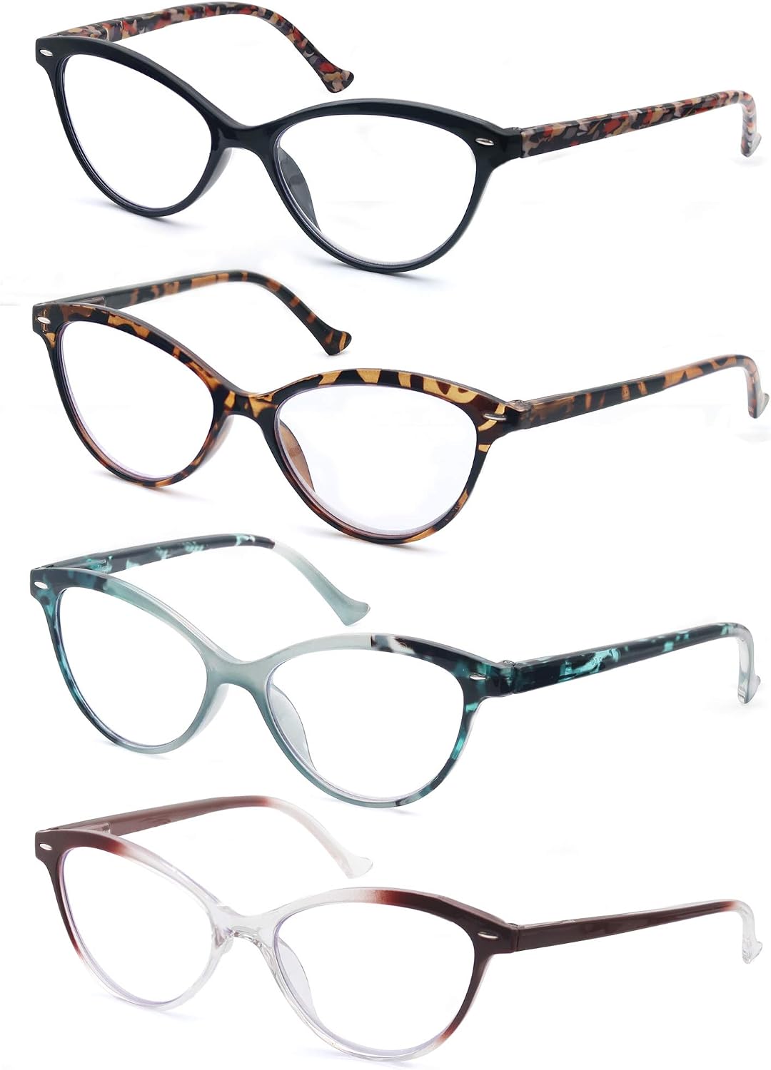 HEEYYOK Reading Glasses Womens Floral/Flower Pattern Cat Eye Ladies Readers Glasses +3.50 Comfortable Colorful Lightweigth Frame - Image 3