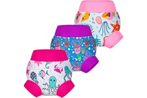 BIG ELEPHANT Baby Swim Diapers 3pcs, Reusable Adjustable Washable Waterproof Swimming Diaper for Boy's and Girl's 6Months - 5 Years