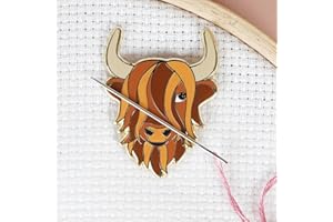 Caterpillar Cross Stitch Needle Minder - Highland Cow for Cross Stitch, Sewing, Embroidery and Needlework Accessories, Enamel and Magnetic
