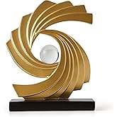 XYQXYQ Abstract Art Statue,Modern Gold Minimalist Decoration,Geometric Abstract Sculpture,Decoraciones para Sala Bedroom Office Coffee Tabletop Centerpiece Decoration Resin Collectibles (Gold)