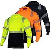 FONIRRA 3 Pack Hi Vis Shirts for Men Safety Reflective Long Sleeve Construction Work Shirt with Hood ANSI Class 3