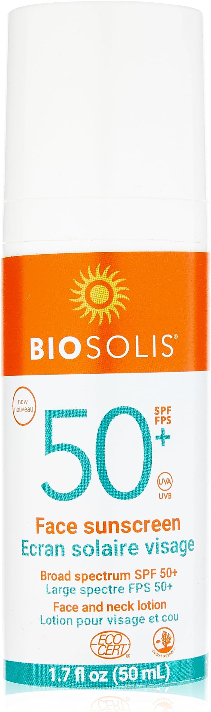 Biosolis Face Neck Sunscreen SPF 50 1.7oz Unisex Mineral UVA UVB Protection