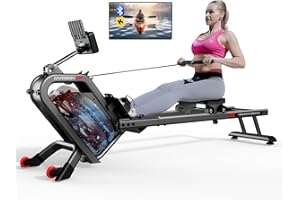 HARISON Water Rowing Machine for Home, 350 LBS Weight Capacity Foldable Rower Machine with LCD Monitor, Dual Slide Rails