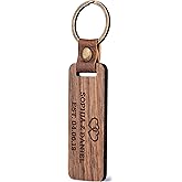 Lara Laser Works Personalized Wood Keychain w/Icon & Any Text, Custom Engraved Key Tag - 30 Icon, 5 Font Options