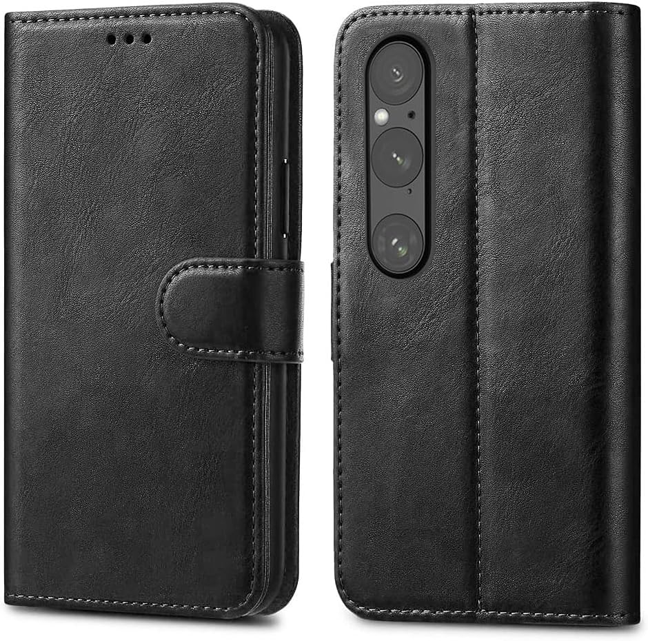 GAPlus PU Leather Flip Cover Wallet Case For Sony Xperia 1 V Card Holder Magnetic Kickstand Black