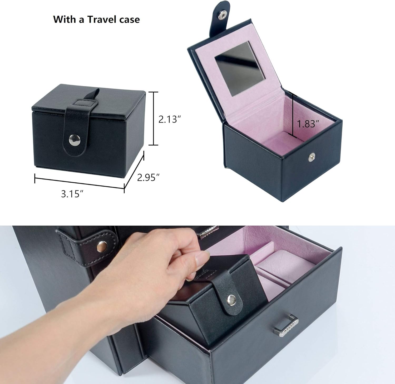 Kendal Huge Leather Jewelry Box Case Storage with a Travel Case and Lock LJCSKM5BK: Home & Kitchen