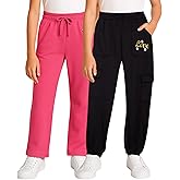 Real Love Girls Sweatpants - 2 Pack Lighweight Soft Fleece Cargo Pants & Jogger Sweatpants for Girls (Sizes 7-16)