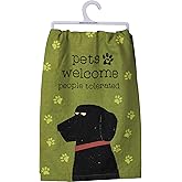 Primitives by Kathy Cotton Dish Towel Set - Dog Design, Kitchen/Bathroom Decor, Tea Towels, 28"x28"