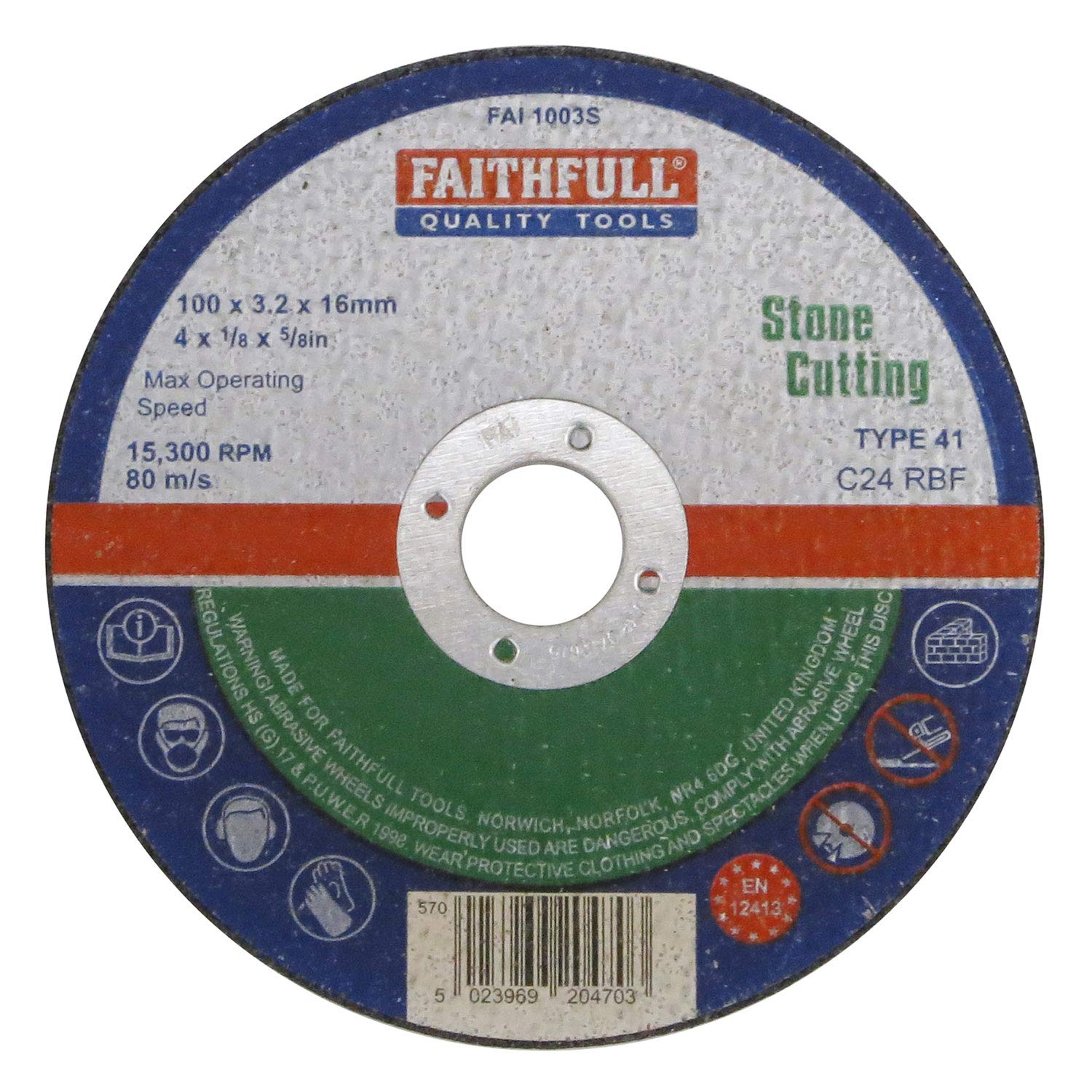 Faithfull FAI1003S Stone Cutting Disc 100mm x 3.2 x 16