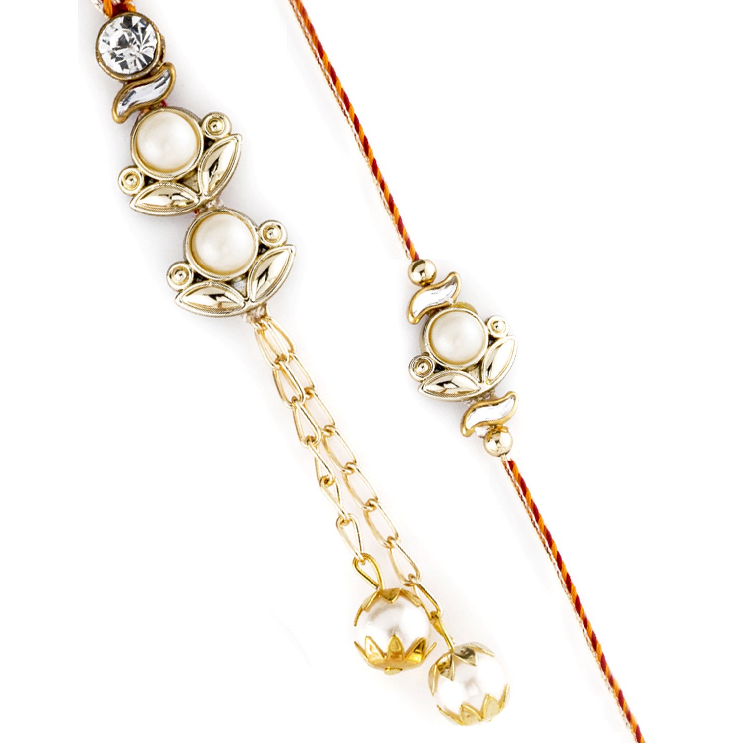 aapno rajasthan pearl chandelier & chain style lovely bhaiya bhabhi rakhi set