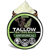 Untamed Organics Tallow Antifungal Balm | Organic Tea Tree Oil Balm with Grass-Fed Tallow | Non-Toxic Itchy Skin Relief Balm | All Natural Remedy for Athletes Foot, Jock Itch, Ringworm | 2 FL. oz.