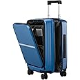 Hanke 20 Inch Carry On Luggage Airline Approved Hard Shell Suitcases with Wheels & Front Pocket TSA Luggage Lightweight Carry On Suitcase for Travel Rolling Luggage(Blue)