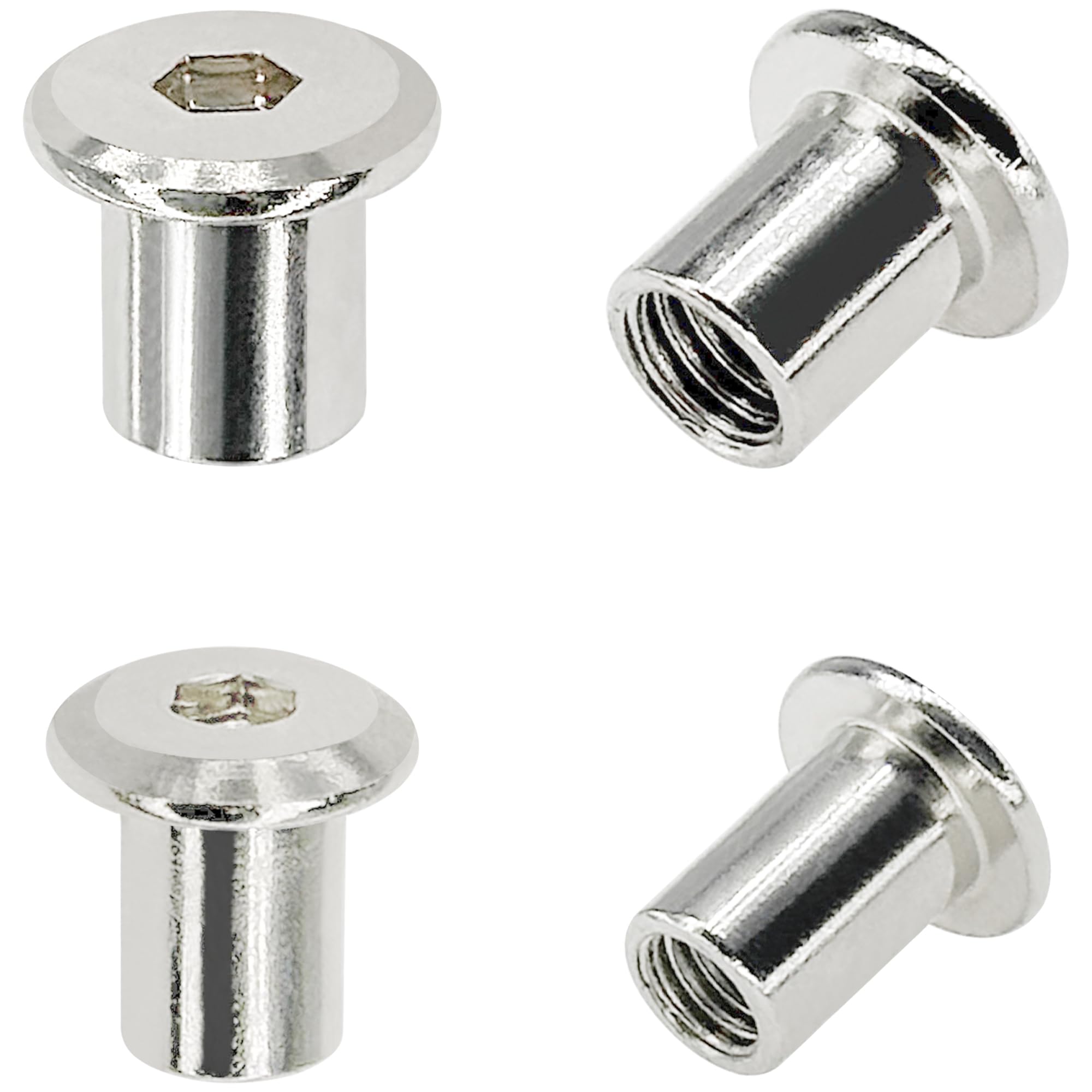 60 PCS Hex Socket Insert Nuts, Bolt Sleeve, Barrel Nuts for Furniture Connection