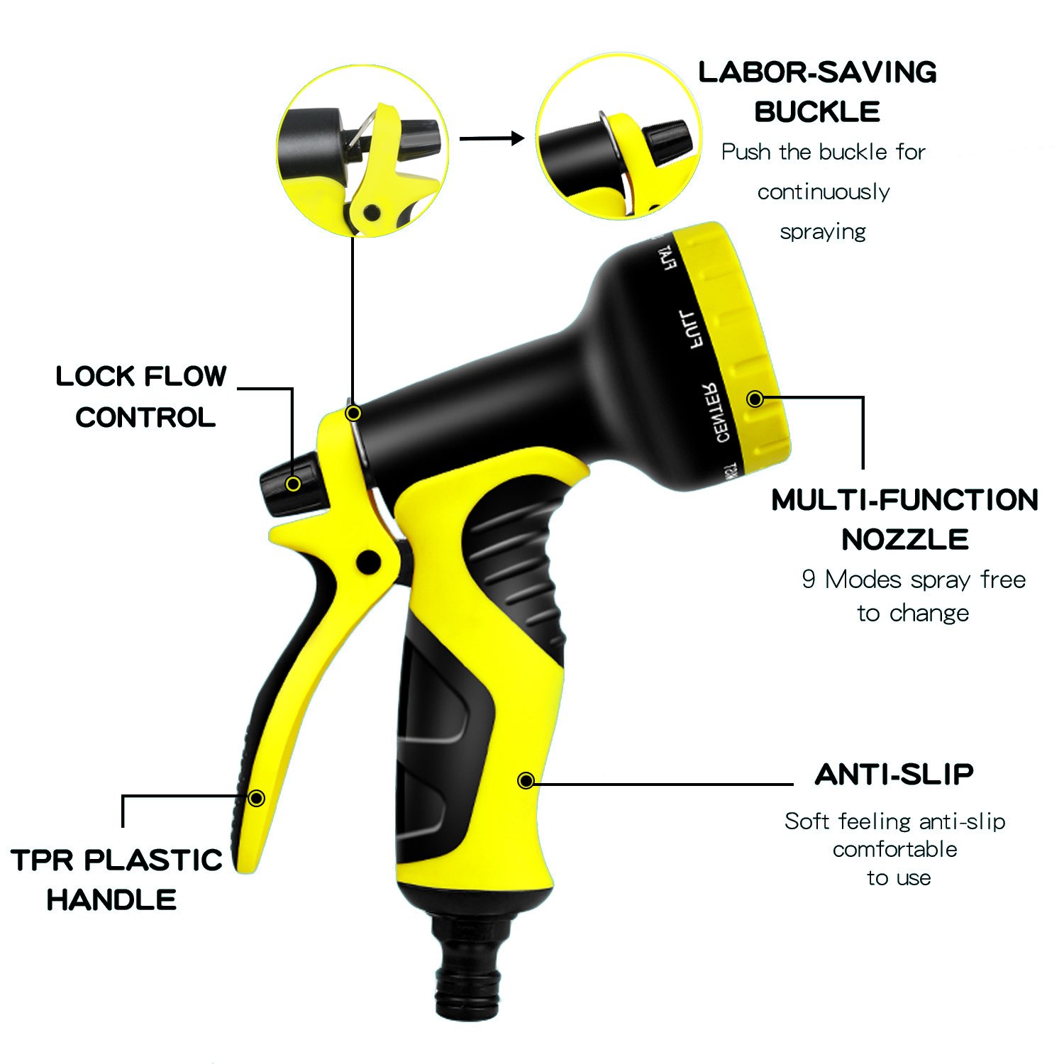 XBUTY New Version Garden Hose,50FT Expandable Water Hose 9 Patern Spray Nozzle,High Pressure Extra Strength Fabric Double Latex Core 3/4 Solid Brass Fittings with Carrying Bag