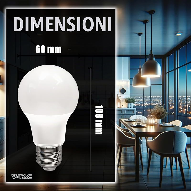10x Lampadine LED E27 - [ Alta Efficienza 8,5W ] - A60 - (Equivalenti a 60W) - Lampadine di Nuova Generazione a Risparmio Energetico - 806 Lumen - Luce Bianca Fredda 6500K