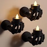 Havawish 3 Pcs Halloween Skeleton Hand Wall Candle Holder with LED Candles | Horror Halloween Decorations, Spooky Wall Mounted Holders Display, Creepy Wall Hands for Gothic Home Decor Outdoor Indoor
