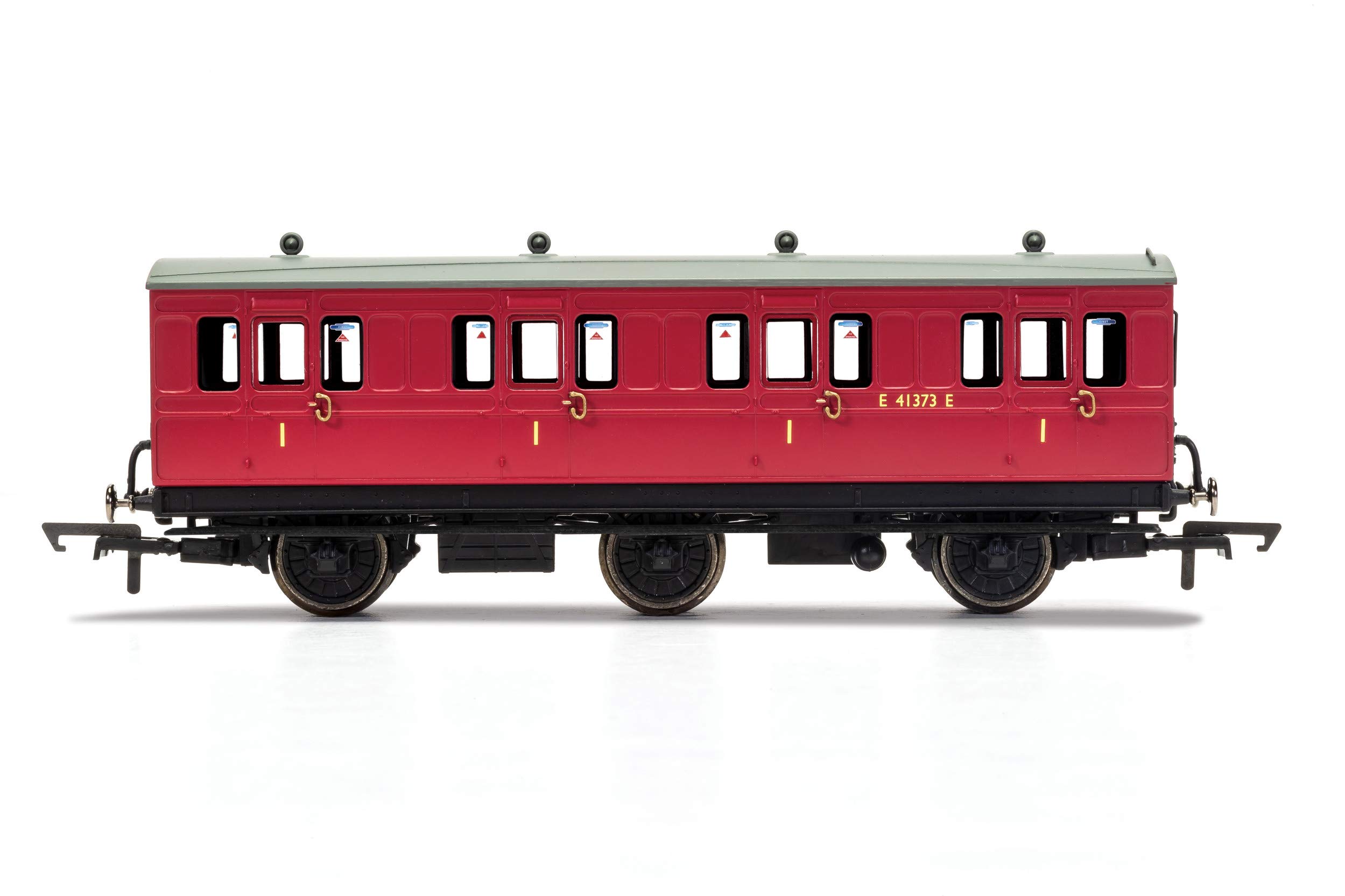Hornby R40123 BR Crimson 1st Class 4 Door 6 Wheel Electric Step Boards E41373-With Lights Coach, Red