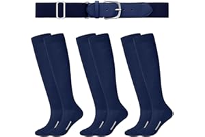 Haysandy Baseball or Softball Sock and Belt Combo Set 3 Football Baseball Socks with Softball Belt for Kids Youth Adult