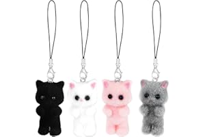 ZLSPTK Cute Phone Charms Pink Cellphone Charms for Case Kawaii Charm for Phone Black Car Keychain Charm Kit White Mobilephone Keychain Aesthetic Accessories for Bag Airpods Camera Pendant Decor