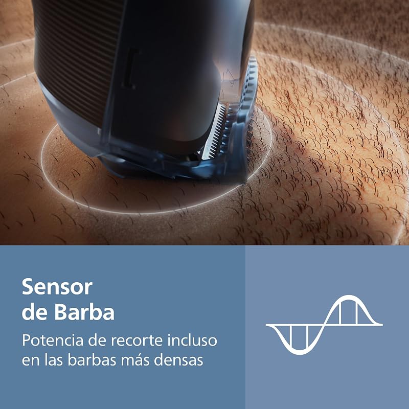 Recortadora de barba series 7000, Hombre, Cuchillas autoafilables, 40 posiciones ajustables, Sensor de Barba, Sistema recogedor de vello, 100% Resistente al agua, Cabezal ancho, BT7670/15