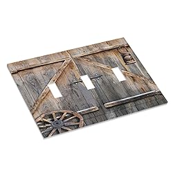Wood Garage Barn Door Cabin 3 Gang Light Switch
