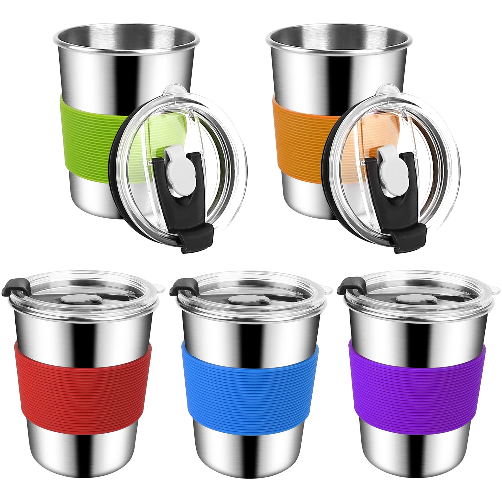 Photo 1 of ShineMe 8oz Small Kids Cups Spill Proof, 5pack Stainless Steel Sippy Cups with Lids and Silicone Sleeves, Reusable Toddler Cup for Hot and Cold Drinks, BPA Free Snack Cup Apply for Indoor/Outdoor