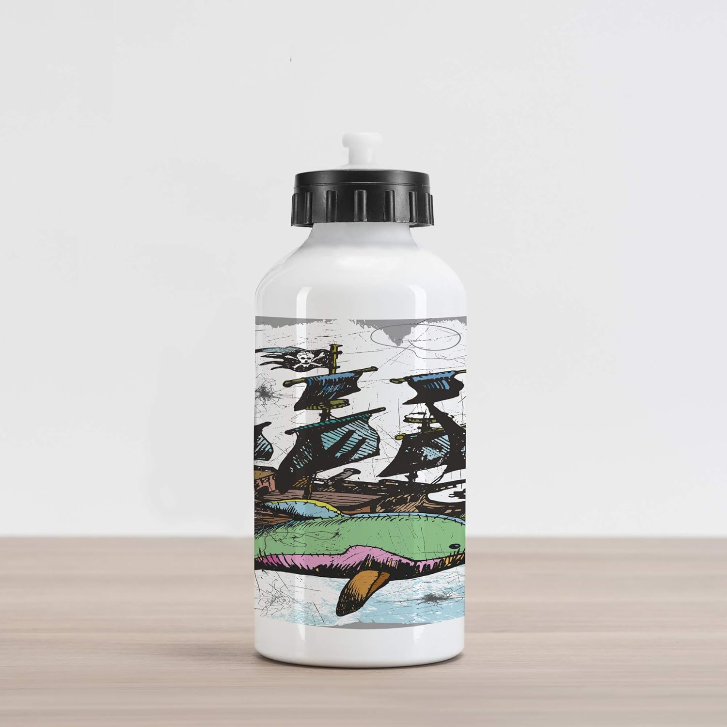 Amazon Com Lunarable Ocean Aluminum Water Bottle Hand Sketch Of