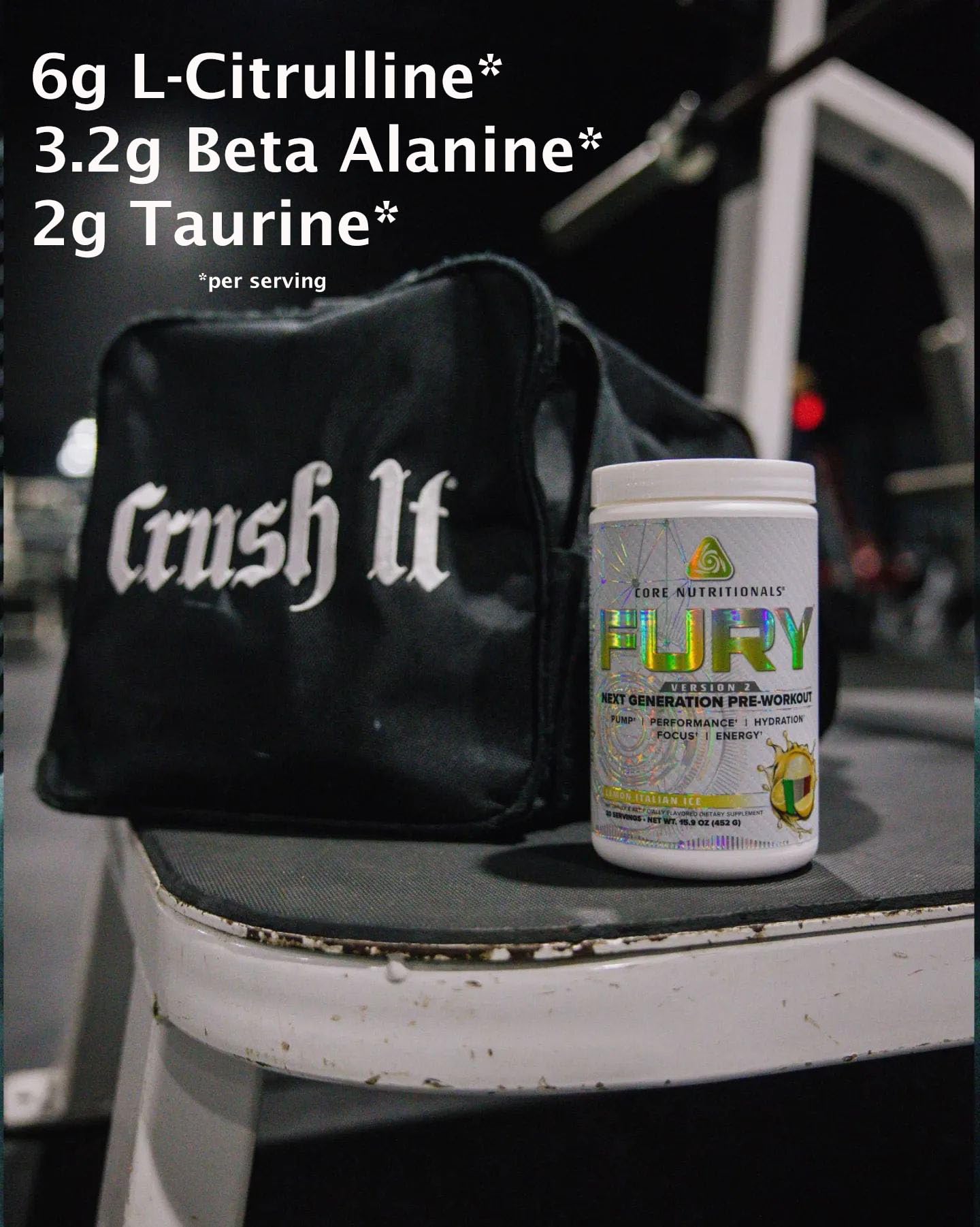 Core Nutritionals Fury V2: Pre-Workout Powder to Maximize Performance in The Gym W/Zum-XR® Caffeine, L-CItruline, and Alpha GPC (40 Scoops) (Strawberry Colada)
