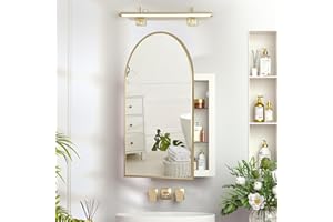 Mepplzian Recessed Medicine Cabinet with Mirror,Brushed Gold Arched Medicine Cabinets for Bathroom,in Wall Bathroom Cabinet with Mirror,Mirrored Medicine Cabinets Wall Mounted 20x30