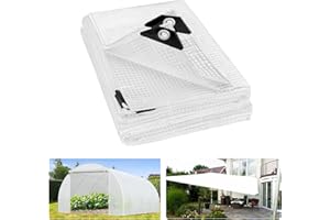 ANGAR Heavy Duty Clear Greenhouse Tarp, 12x16FT Waterproof Clear Tarps with Grommets, UV Resistant Greenhouse Replacement Poly Cover, for Gardening, Farming, Chicken Coops, Canopy,Outdoor
