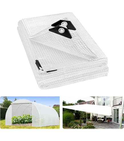 TARPAL 6'x10' Clear White Tarp Heavy Duty Waterproof 12mil with Grommets