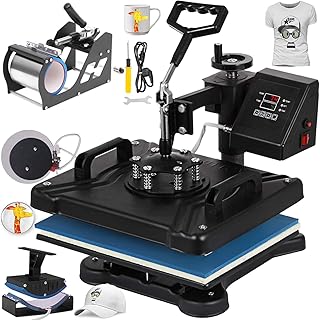 VEVOR 5 in 1 Transferpresse 38x30cm Heißpresse Maschine T-Shirt Presse Maschine Hitzepresse Maschine DIY Heat Press mit Digitaler LED-Temperatur- und Zeitcontroller (5 in 1)