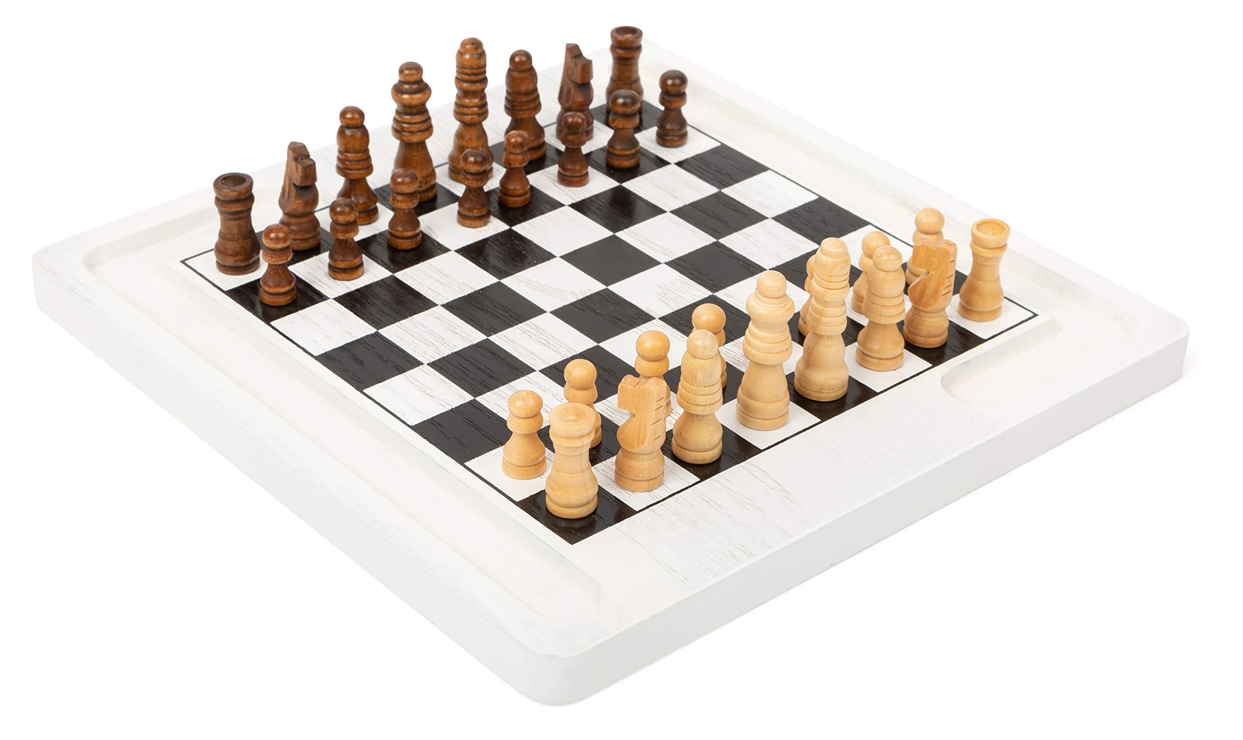 Small Foot 11395 Board Games Chess and Draughts, Made of Wood, 2 Classic Games In 1, Parlour Game