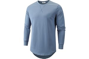 KLIEGOU Mens 100 Cotton Hipster Hip Hop Longline Crewneck T-Shirt Pre - Shrunk S-4XL