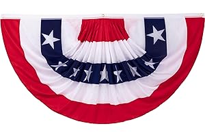 HEARTOME 3 x 6 FT 4th of July Decorations, 1 PCS Large Fourth of July Banner, Patriotic American Flag Bunting US Pleated Fan Flags USA Flag Banner Independence Day Memorial Day Outdoor Home Yard Fence Decor