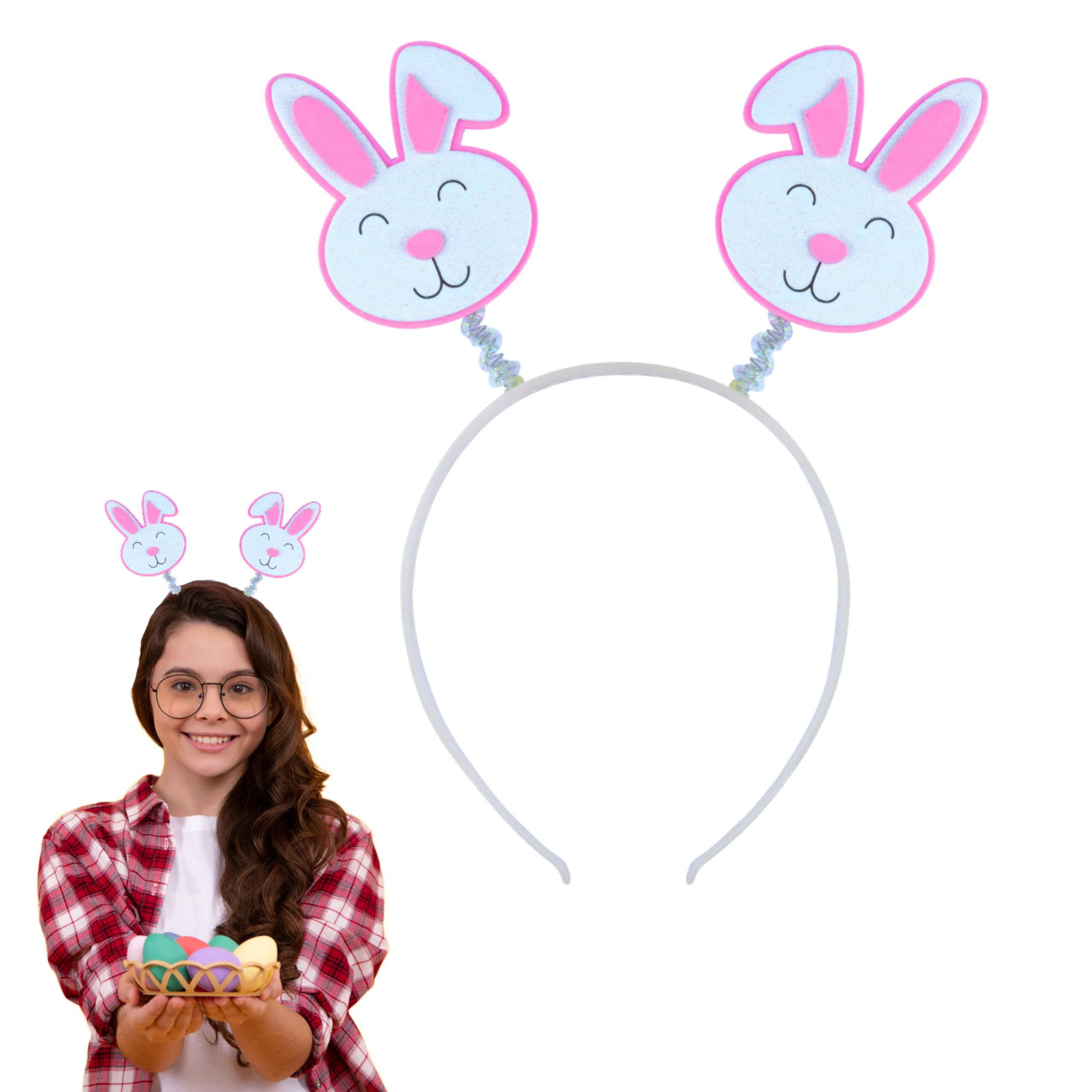 Lizzy Kids Easter Bunny Headbopper | Alice Band Glitter Hair Accessories for Kids Easter Fancy Dress Easter Eggs Hunt Bunny Costume