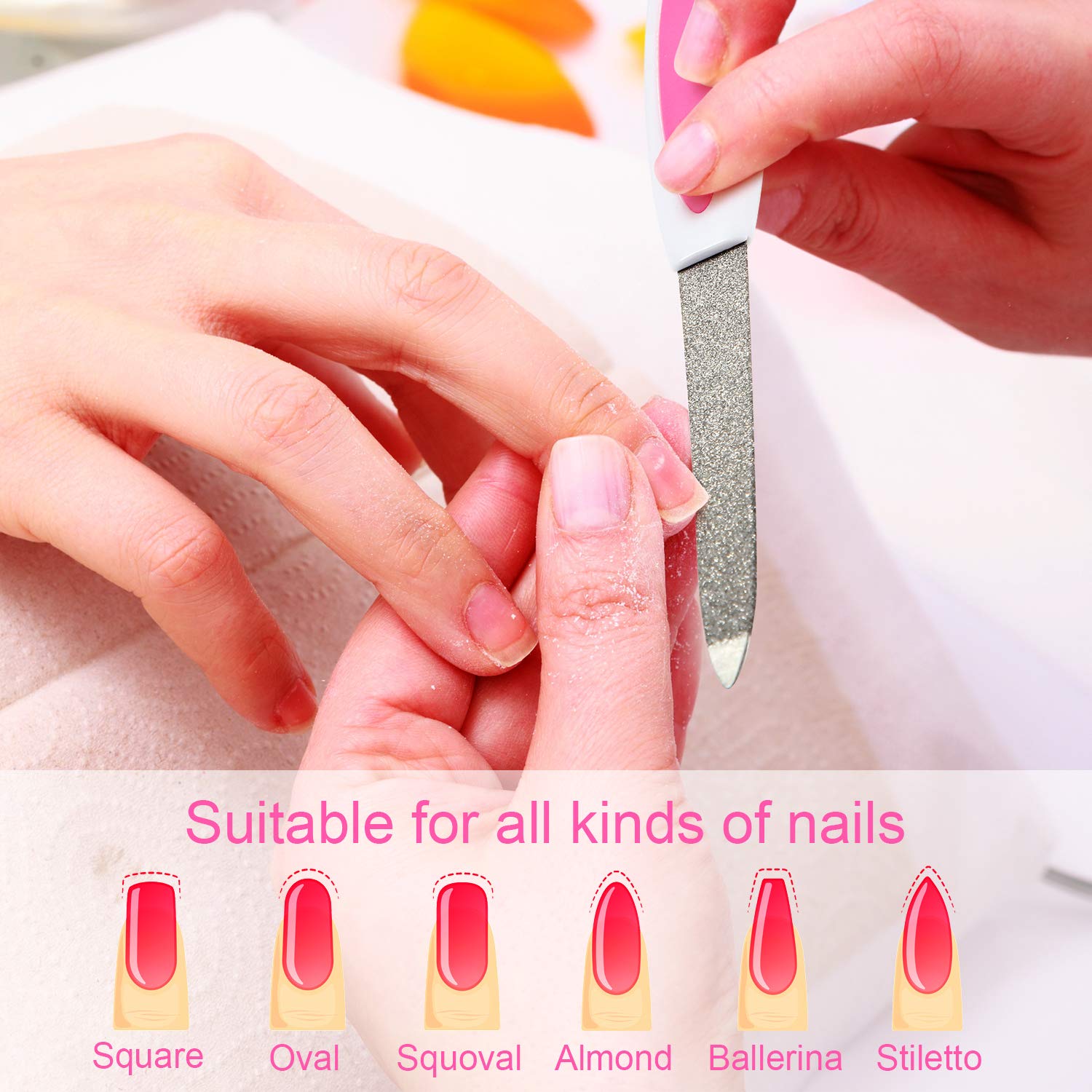 2 In 1 Nail File Cuticle Trimmer Remover Nail Buffers Tool 2 Sided Sapphire Files Pointed Dead Skin Cutter for Manicure Pedicure Tool Hand Foot Fingernails Toenails Care, 6 Pieces : Beauty