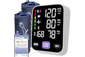 ANDESFIT Wireless Bluetooth Accurate Automatic Upper Arm Type Blood Pressure Monitor for Home use with 17" Large and 21" Extra Large XL bp Cuff Color Screen USB Blood Pressure Machine Apple Health Free APP