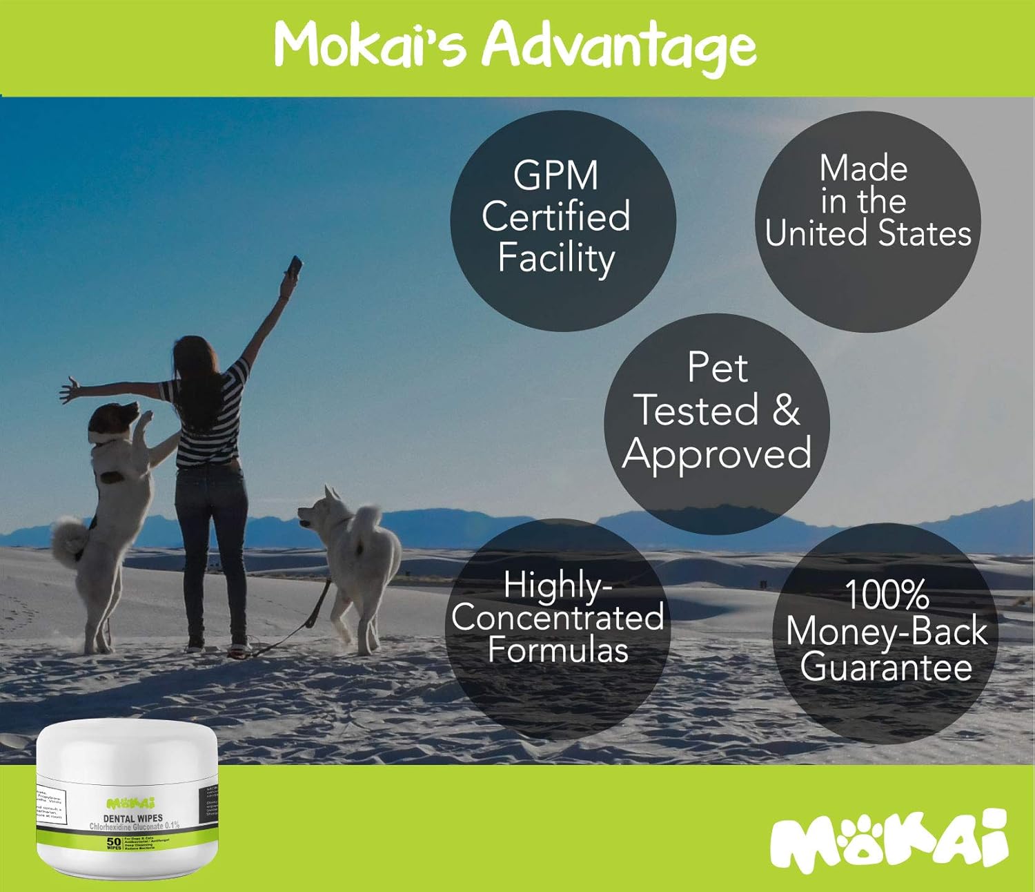 MOKAI Dental Wipes for Dogs and Cats (50 Count) : Pet Supplies