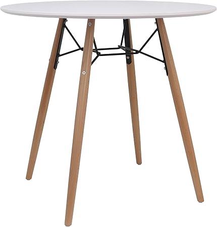 Meubletmoi Table Ronde Blanche Style Scandinave 80 Cm Pied En