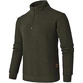 YuKaiChen Men's Long-Sleeve Quarter-Zip Casual Sweatshirt Square Pattern