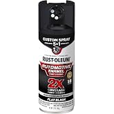 Rust-Oleum 2X Automotive Enamel 5-in-1 Spray Paint, Flat Black | Fast Dry, Adjustable Custom Spray Dial, Multi Surface (Metal, Wood, Plastic and More), Any Angle, Ultimate Coverage