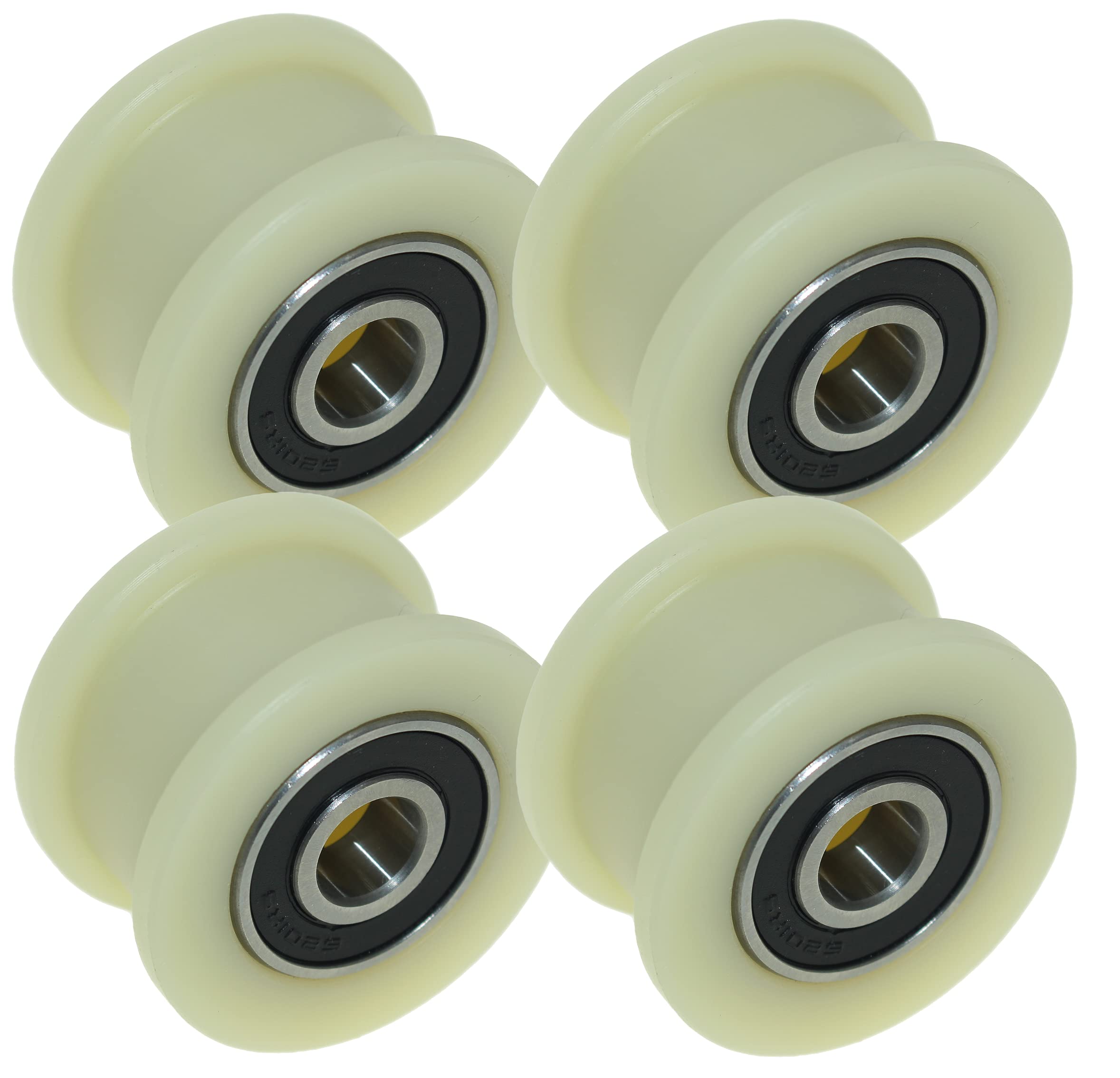 Pack of 4 x Nylon Belt Idler 50 mm diameter 21 mm Groove 12 mm bearing Precisely Machined in the EU (50-21-12)